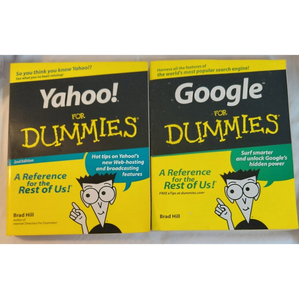Google For Dummies & Yahoo! For Dummies Book Lot Brad Hill Technology Internet